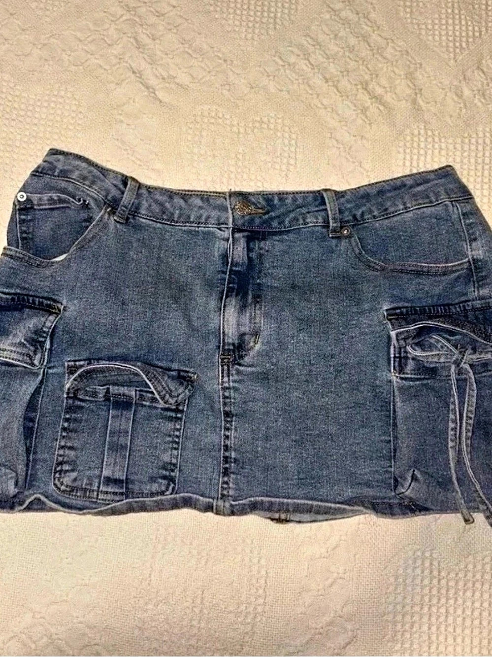 Dakota Blue Denim Cargo Mini Skirt Blue Large